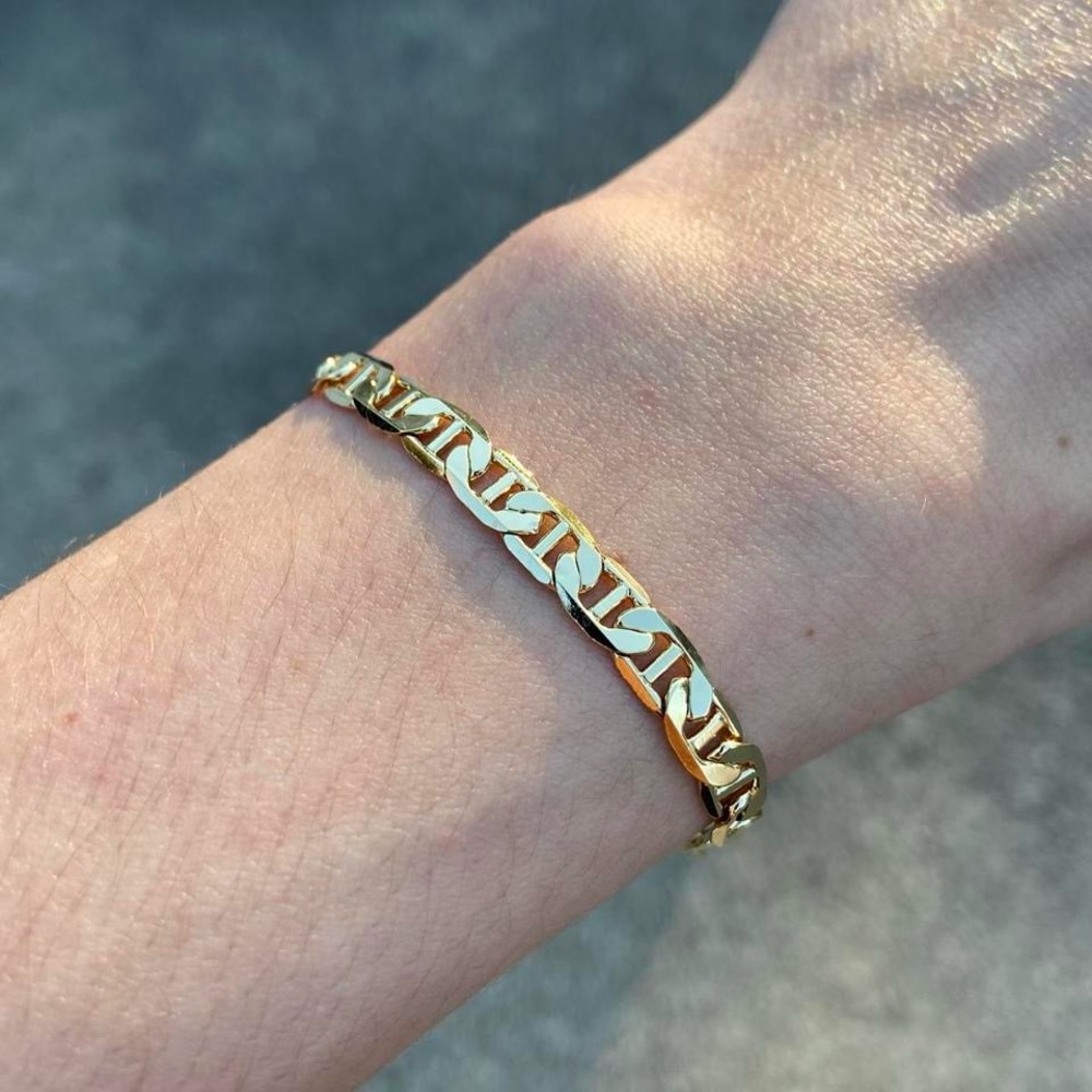14k Gold Filled Mariner Link Bracelet - 8in - 6mm